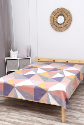 Простыня поплин Геометрия рыжий,беж